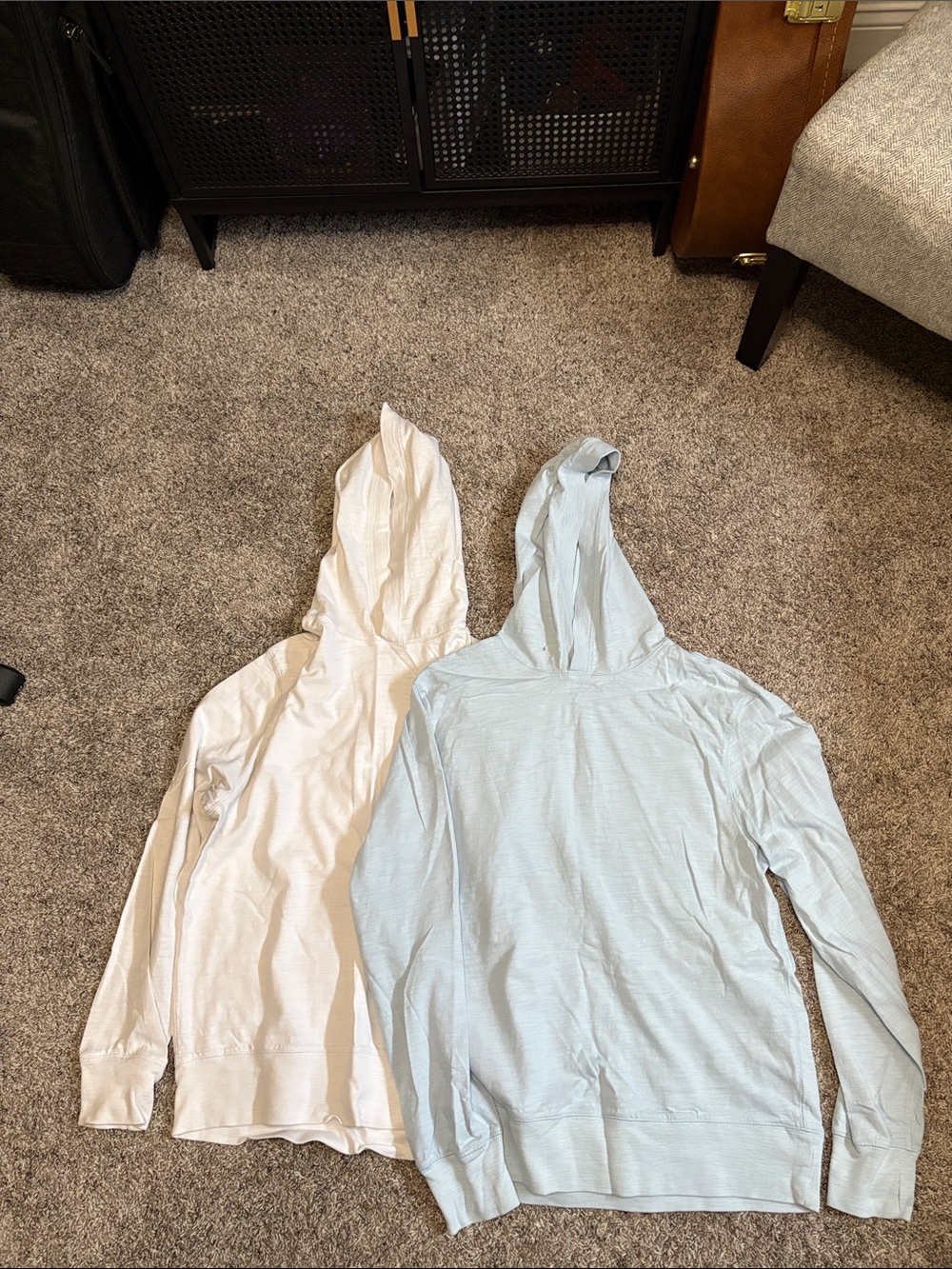 J. Crew Women's Hooded Long Sleeve Tops in Cream & Light Blue